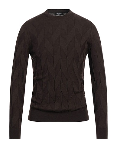 +39 MASQ Pullover Dunkelbraun 100% Merinowolle