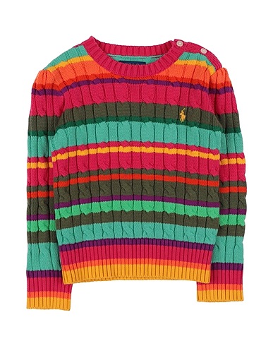 POLO RALPH LAUREN Jumper Striped Cable-Knit Cotton Sweater
 Fuchsia 100% Cotton
