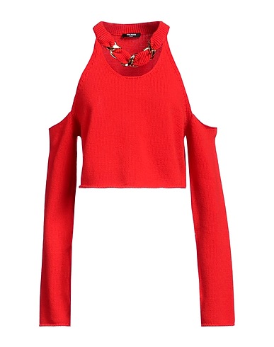 BALMAIN Sweater Red 100% Wool, Aluminum