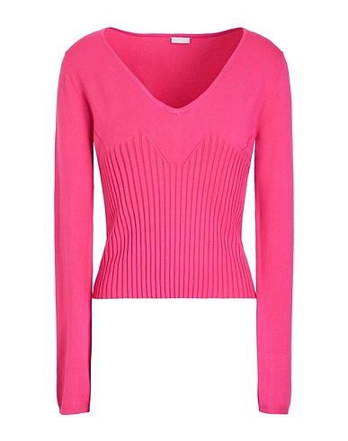 8 by YOOX Pullover VISCOSE  BLEND V-NECK RIB WAISTBAND TOP
 Fuchsia 63% Viskose, 25% Recyceltes Polyester, 12% Recyceltes Polyamid