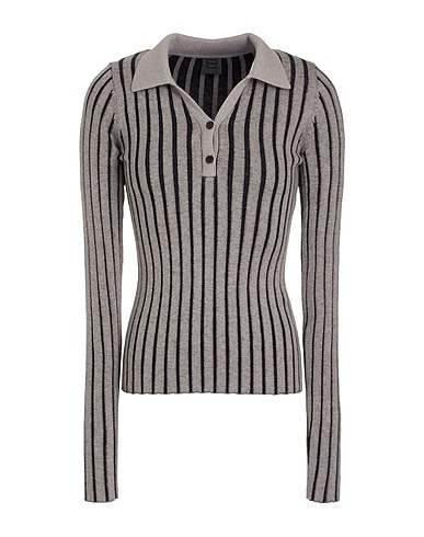 8 by YOOX Jumper BICOLOR RIBBED VANISE' POLO
 Grey 65% Organic cotton, 28% Merino Wool, 7% Polyamide