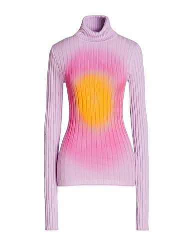 8 by YOOX Polo neck ORGANIC COTTON PRINTED RIB KNIT TURTLENECK Mauve 100% Organic cotton