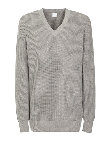 8 by YOOX Jumper ORGANIC COTTON RIB KNIT REGULAR FIT V-NECK
 Grey 75% Recycled cotton, 20% Recycled polyester, 5% Other Fibres