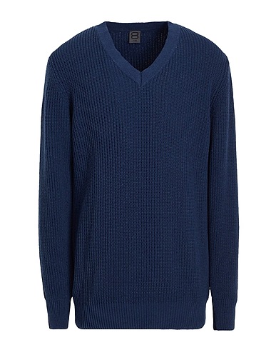 8 by YOOX Pullover ORGANIC COTTON RIB KNIT REGULAR FIT V-NECK
 Blu notte 75% Cotone riciclato, 20% Poliestere riciclato, 5% Altre Fibre