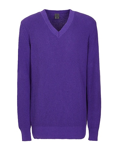8 by YOOX Jumper ORGANIC COTTON RIB KNIT REGULAR FIT V-NECK
 Dark purple 75% Recycled cotton, 20% Recycled polyester, 5% Other Fibres