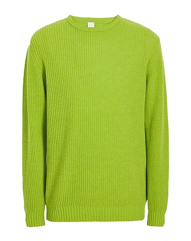 8 by YOOX Jumper WOOL BLEND RIB KNIT RELAXED FIT CREWNECK Green 70% Recycled wool, 25% Recycled polyamide, 5% Other Fibres