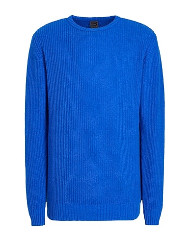 8 by YOOX Pullover WOOL BLEND RIB KNIT RELAXED FIT CREWNECK Blu china 70% Lana riciclata, 25% Poliammide riciclato, 5% Altre Fibre