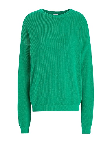 8 by YOOX Jumper KNIT RIBBED COTTON SWEATER
 Green 50% Cotton, 50% Recycled cotton