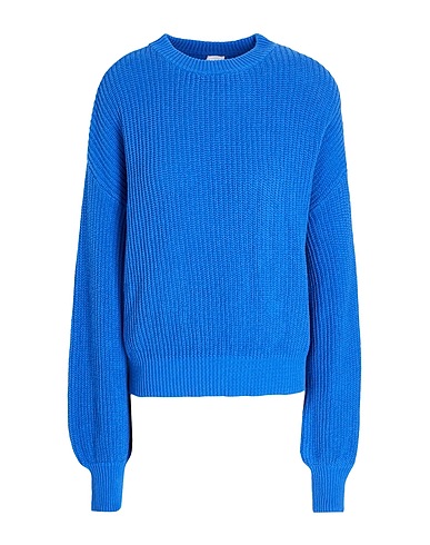 8 by YOOX Jumper KNIT RIBBED COTTON SWEATER
 Blue 50% Cotton, 50% Recycled cotton