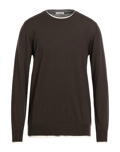PAOLO PECORA Jumper Dark brown 100% Virgin Wool