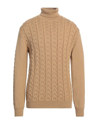 DANIELE ALESSANDRINI HOMME Polo neck Camel 50% Acrylic, 50% Wool