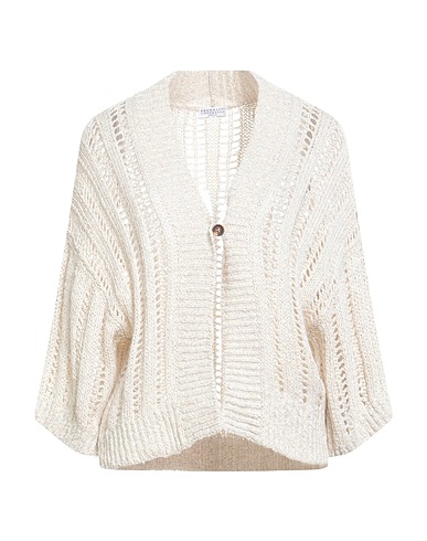 BRUNELLO CUCINELLI Cardigan Beige 49% Linen, 45% Cotton, 6% Silk, Polyamide