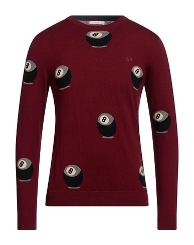 SUN 68 Jumper Burgundy 50% Merino Wool, 50% Cotton
