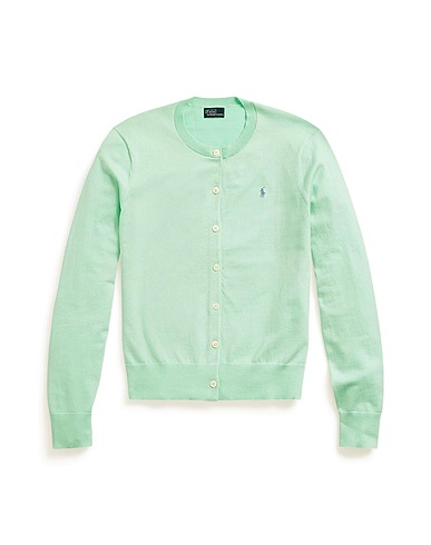 POLO RALPH LAUREN Cardigan COTTON-BLEND CARDIGAN
 Light green 81% Cotton, 16% Nylon, 3% Elastane