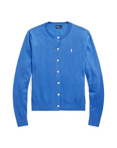 POLO RALPH LAUREN Cardigan COTTON-BLEND CARDIGAN
 Light blue 81% Cotton, 16% Nylon, 3% Elastane