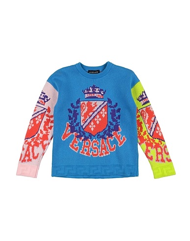 VERSACE YOUNG Jumper Light blue 99% Cotton, 1% Other Fibres