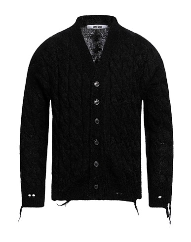 GRIFONI Cardigan Nero 48% Poliammide, 26% Lana di alpaca, 26% Lana mohair