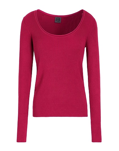 8 by YOOX Sweater RIBBED KNIT SLIM FIT SCOOP CREW-NECK Plum 72% Viscose, 28% Polyamide