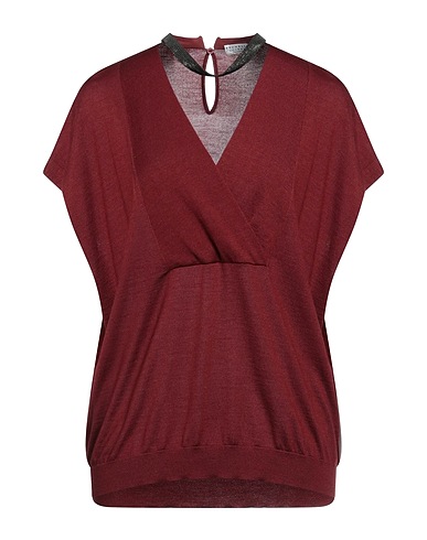 BRUNELLO CUCINELLI Kaschmirpullover  Bordeaux 70% Kaschmir, 30% Seide, Messing