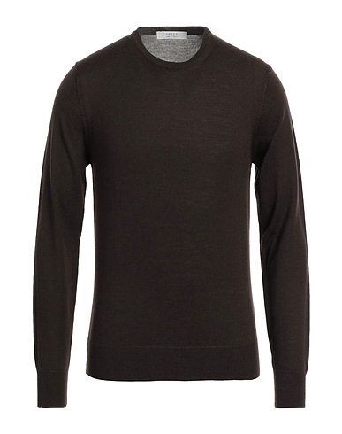VNECK Sweater Dark brown 100% Merino Wool