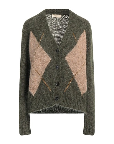 MOMONÍ Cardigan Verde militare 39% Lana di alpaca, 29% Lana mohair, 28% Poliammide, 2% Viscosa, 2% Cachemire