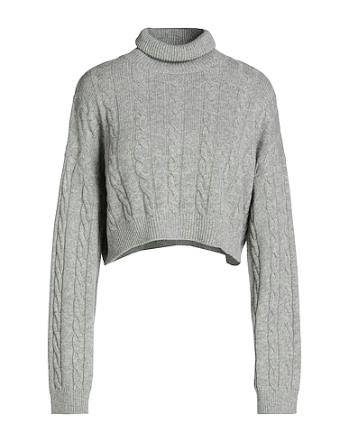 8 by YOOX Dolcevita CABLE KNIT CROPPED ROLL-NECK Grigio 30% Viscosa, 30% Poliammide riciclato, 30% Lana riciclata, 10% Cachemire riciclato