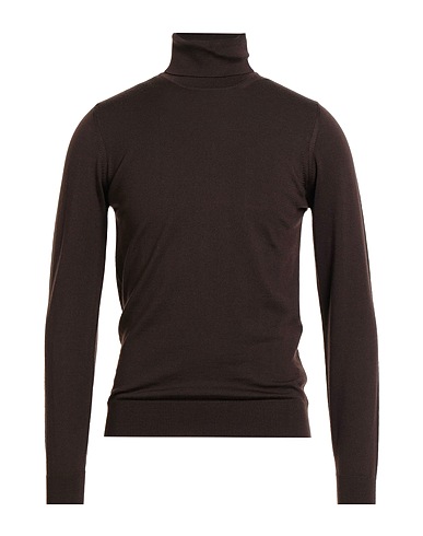 ALPHA STUDIO Polo neck Dark brown 100% Merino Wool