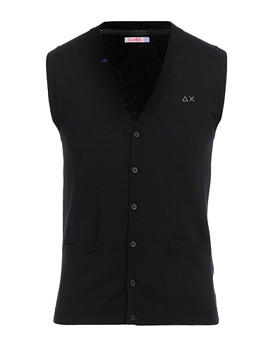SUN 68 Cardigan Black 50% Merino Wool, 50% Cotton