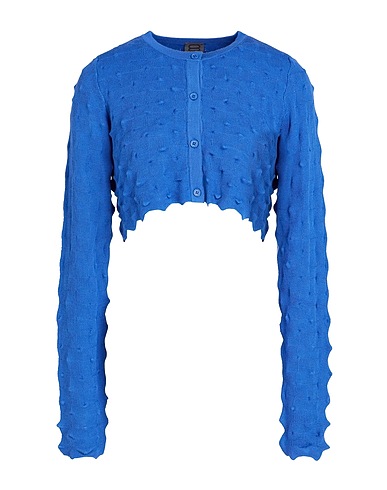 8 by YOOX Cardigan VISCOSE BLEND 3D EFFECT KNITTED CARDIGAN
 Bright blue 72% Viscose, 28% Recycled Polystyrene