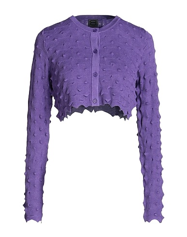 8 by YOOX Cardigan VISCOSE BLEND 3D EFFECT KNITTED CARDIGAN
 Purple 72% Viscose, 28% Recycled Polystyrene