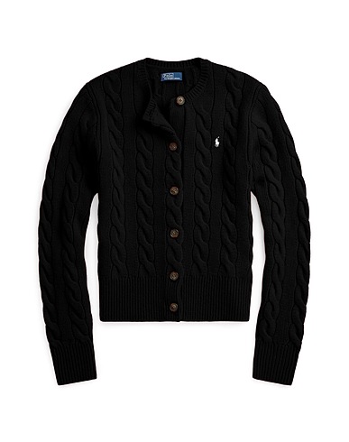 POLO RALPH LAUREN Cardigan CABLE-KNIT WOOL-CASHMERE CARDIGAN
 Black 80% Wool, 20% Cashmere