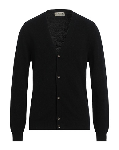 IRISH CRONE Strickjacke Schwarz 100% Merinowolle, Horn