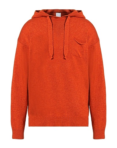 8 by YOOX Jumper WOOL BLEND POCKET KNIT HOODIE Rust 70% Recycled wool, 25% Recycled polyamide, 5% Other Fibres