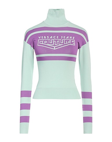 VERSACE JEANS COUTURE Polo neck Light green 82% Viscose, 18% Polyamide