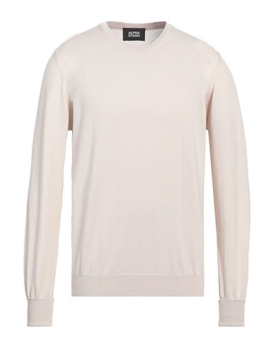 ALPHA STUDIO Jumper Beige 100% Merino Wool, Chamois leather