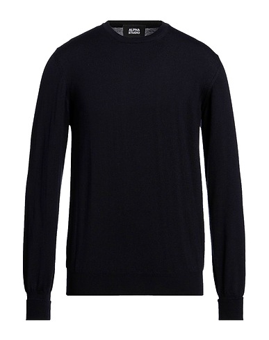 ALPHA STUDIO Jumper Midnight blue 100% Merino Wool, Chamois leather