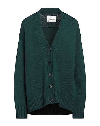 JIL SANDER Cardigan Dark green 88% Cashmere, 10% Cotton, 2% Polyester