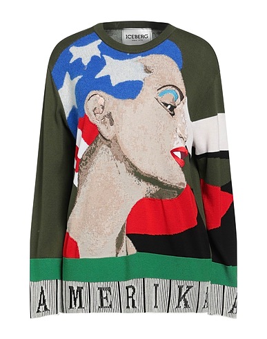 ICEBERG Pullover Dunkelgrün 100% Baumwolle, Mohairwolle, Polyamid, Wolle