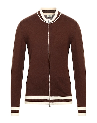 LUIGI BORRELLI NAPOLI Jumper with zip MARRONE 85% Wool, 15% Cashmere
