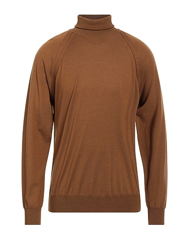 PAOLO PECORA Polo neck Camel 100% Virgin Wool