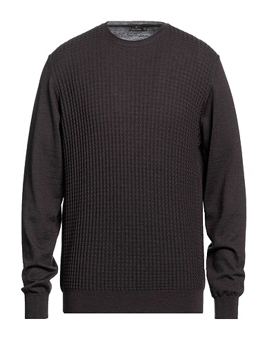 FERRANTE Jumper Dark brown 100% Merino Wool