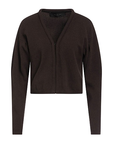 FEDERICA TOSI Cardigan Dark brown 82% Wool, 15% Cashmere, 3% Polyamide