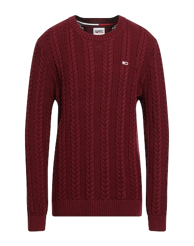 TOMMY JEANS Πουλόβερ Μπορντό 100% Βαμβάκι