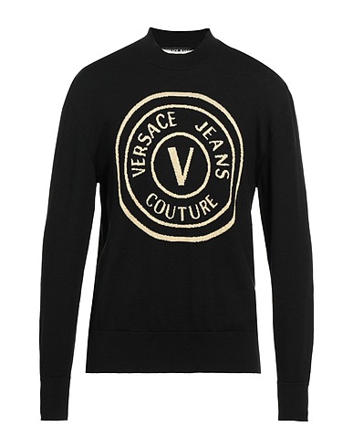 VERSACE JEANS COUTURE Pullover Nero 100% Lana, Acetato, Poliestere metallizzato, Poliammide