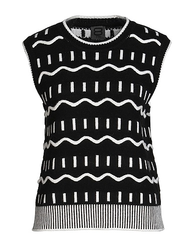 8 by YOOX Jumper WOOL BLEND TEXTURED VEST Black 38% Viscose, 35% Recycled polyamide, 22% Merino Wool, 5% Alpaca wool