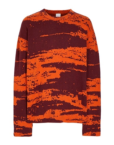 8 by YOOX Pullover ORGANIC COTTON-CASHMERE JACQUARD BOXY KNIT JUMPER
 Orange 95% Coton biologique, 5% Cachemire