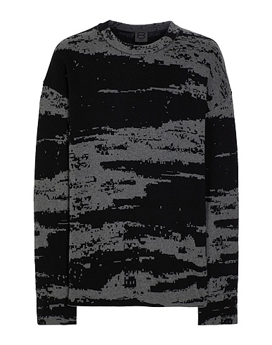 8 by YOOX Pullover ORGANIC COTTON-CASHMERE JACQUARD BOXY KNIT JUMPER
 Schwarz 95% Organische Baumwolle, 5% Kaschmir