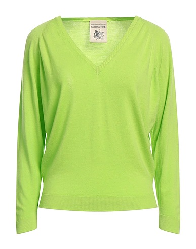 SEMICOUTURE Pullover Verde lime 100% Lana Vergine, Poliammide, Elastan