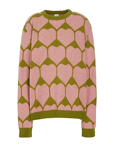 8 by YOOX KNITWEAR TWO-TONE RECYCLED WOOL SWEATER Pink 70% Recycled wool, 25% Recycled polyamide, 5% Other Fibres