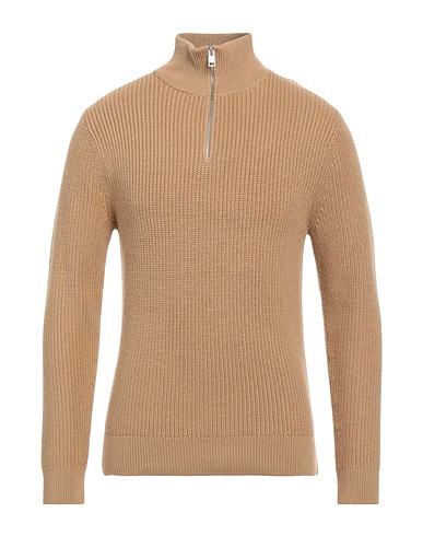 SANDRO Sweater with zip Camel 67% Wool, 29% Acrylic, 3% Polyamide, 1% Elastane